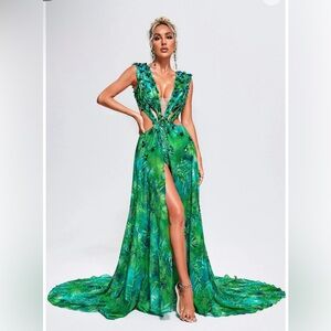 Yoland Printed Embellished Maxi Dress